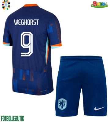 Nederländerna Wout Weghorst #9 Bortaställ Barn EM 2024 Kortärmad (+ Korta byxor)